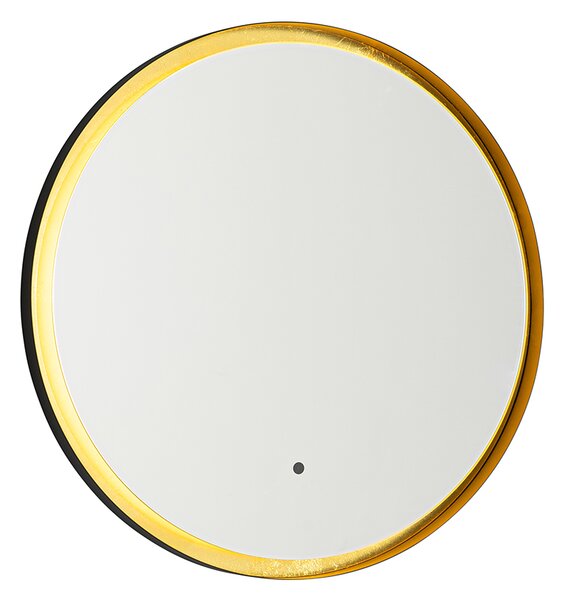 Oglindă de baie neagră cu aur cu LED și dimmer tactil - Pim