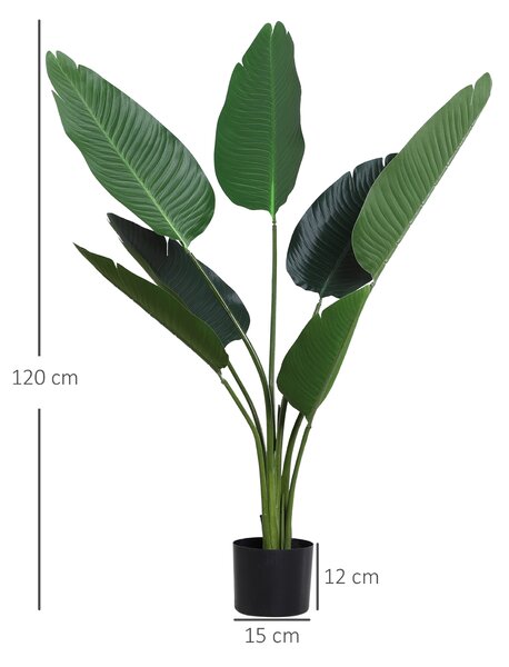 Outsunny Planta Artificiala Pasarea Paradisului Inalta 120cm, Planta Artificiala Strelitzia pentru Interior si Exterior cu Ghiveci | Aosom Romania