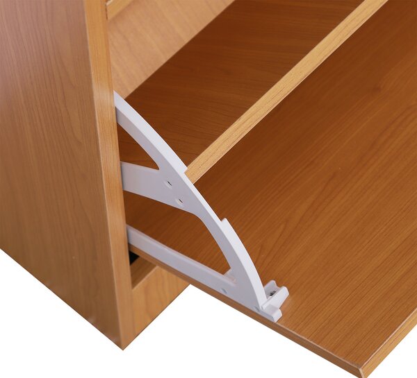 Mobilier Garderoba HOMCOM Dulap Pantofi Reglabil cu Oglinda si Cuier 6 carlige pentru Hol si Dormitor 90x22x116cm Lemn | Aosom Romania