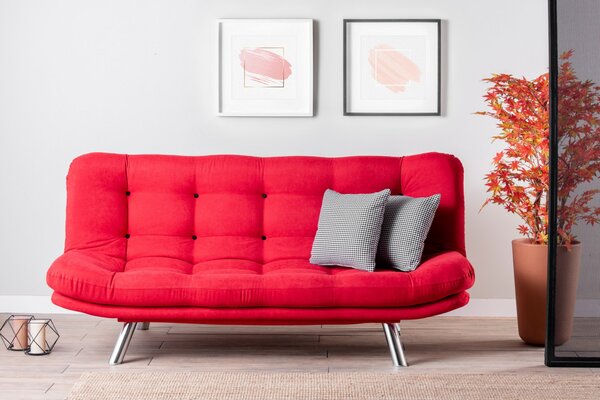 Canapea Extensibila, 3 Locuri Misa Sofabed Rosu