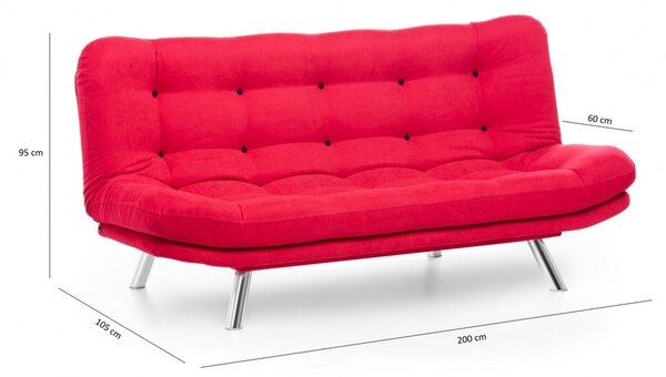 Canapea Extensibila, 3 Locuri Misa Sofabed Rosu