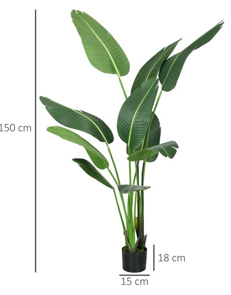 HOMCOM Palmierul Calatorilor Artificial de 5 metri Cu Ghiveci, Planta Artificiala, Pentru Decorarea Camerei De Zi, Biroului De Acasa | Aosom Romania
