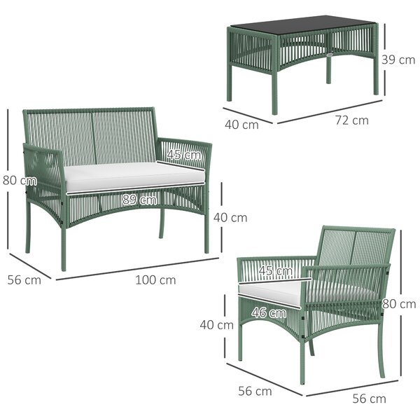 Outsunny Set de Mobilier pentru Curte, Verde Inchis