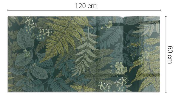 Sticlă dreptunghiulară sub sobă Modele de plante cu fluturi