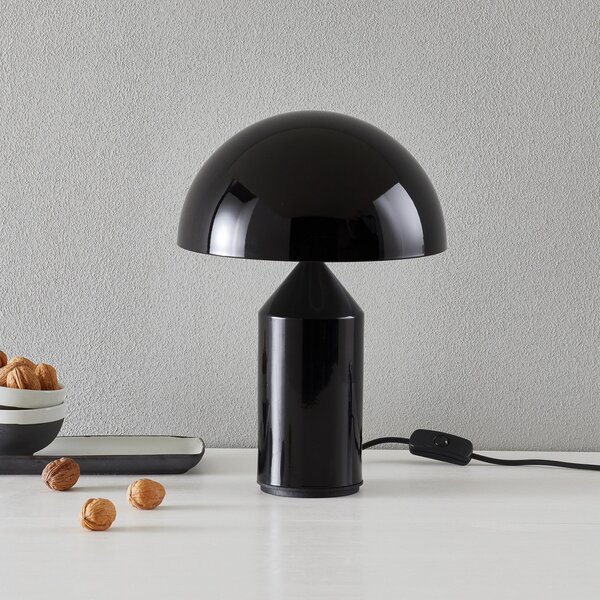 Oluce Atollo lampă de masă, aluminiu, Ø 25 cm, negru, Negru, Camera de zi / sufragerie, Aluminiu, Design
