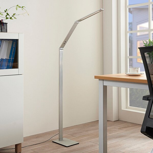 Lucande LED lampadar Nicano, gri, metal, CCT, 125cm, reglabil, Metalic, Studiu / Birou, Metal, Modern, Lumină de lectură