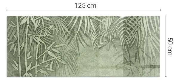 Placă dreptunghiulară din sticlă pentru șemineu Frunze tropicale pe fundal