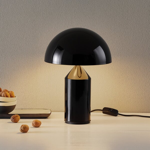 Oluce Atollo lampă de masă, aluminiu, Ø 25 cm, negru, Negru, Camera de zi / sufragerie, Aluminiu, Design