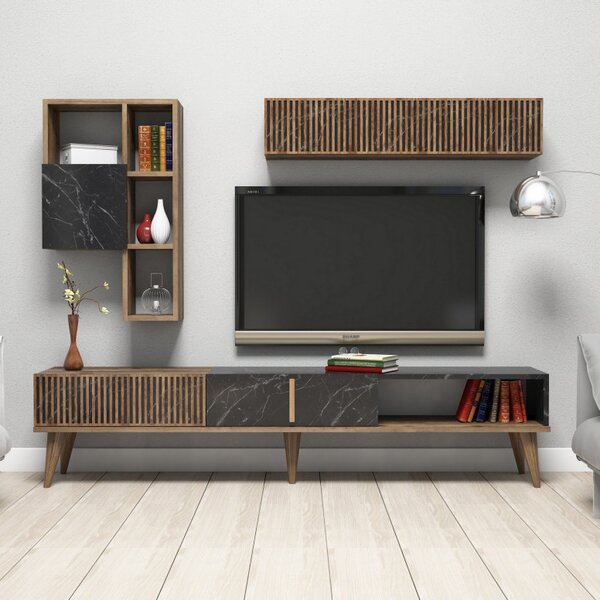 Comoda TV Milan - Walnut, Negru