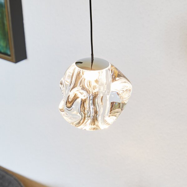 LOOM DESIGN Lampă suspendată LED Ice Ball, crom/limpede, Ø 10,5 cm, reglabil, Metalic, Camera de zi / sufragerie, Metal, Modern, glob