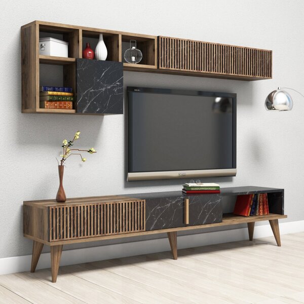 Comoda TV Milan - Walnut, Negru