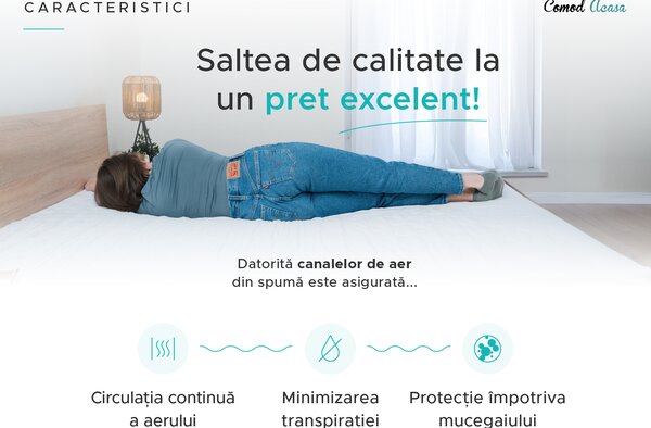 Saltea din spuma DELUXE 90 x 200 cm Protectie saltea: INCLUSIV protectie saltea