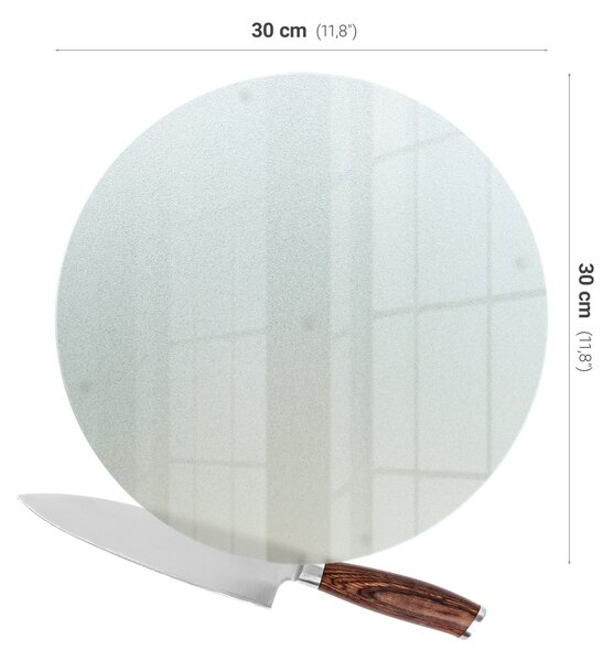 Tocător din sticlă rotund semitransparent
