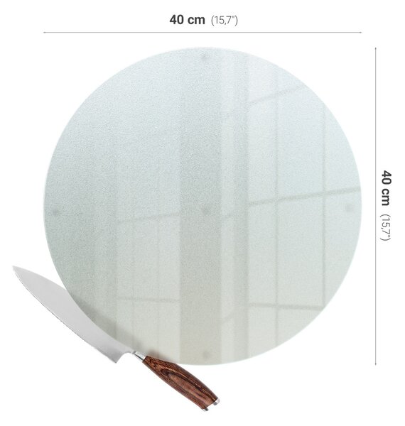 Tocător din sticlă rotund semitransparent