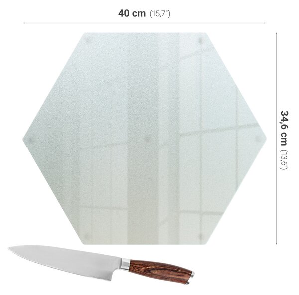 Tocător din sticlă în formă hexagonală semitransparentă