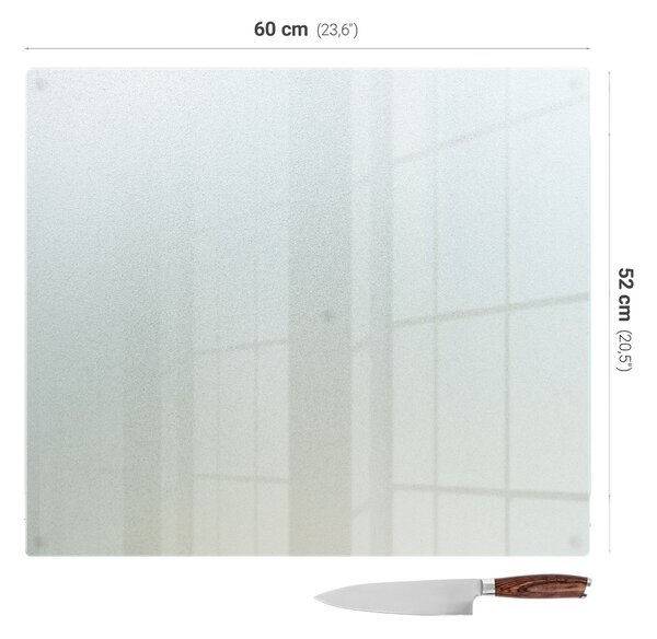 Tocător din sticlă rectangular și semitransparent