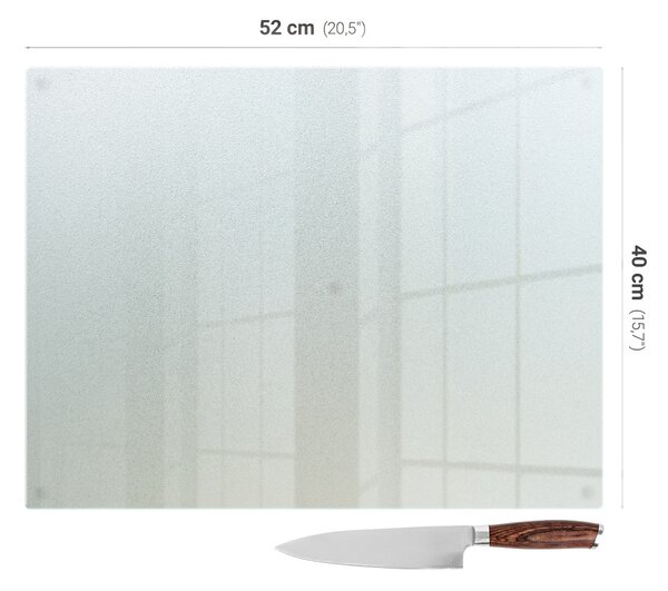 Tocător din sticlă rectangular și semitransparent