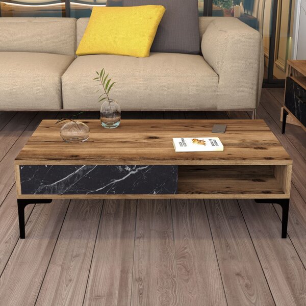 Masuta de Cafea Istanbul - Walnut, Negru Marble