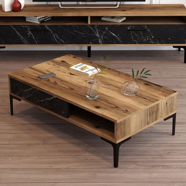 Masuta de Cafea Istanbul - Walnut, Negru Marble
