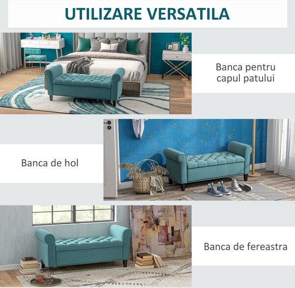 HOMCOM Bancă de Depozitare din Țesătură tip Catifea cu Spațiu Ascuns, Bej | Aosom Romania