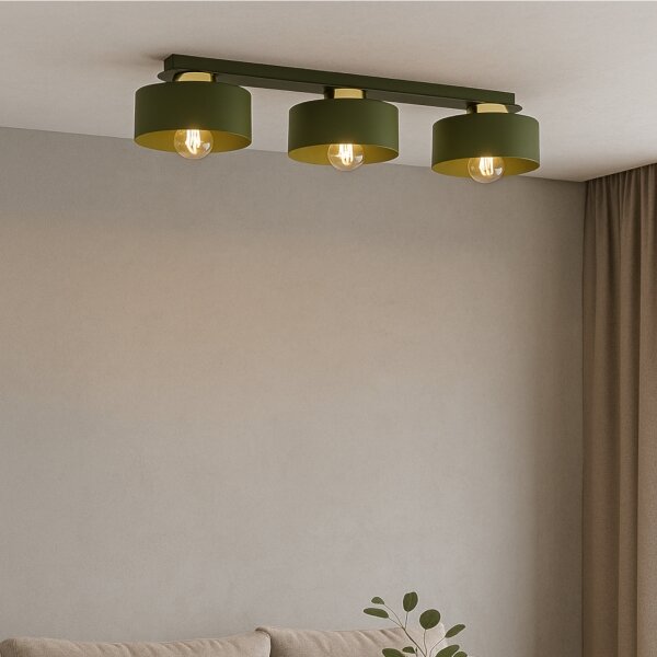 Plafonieră IGNIA 3xE27/60W/230V verde/auriu