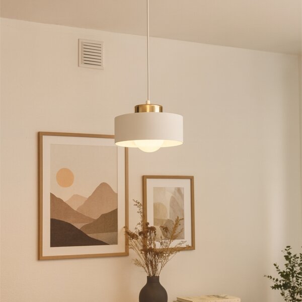 Lustră IGNIA suspendată pe cablu, 1xE27/60W/230V, alb/auriu