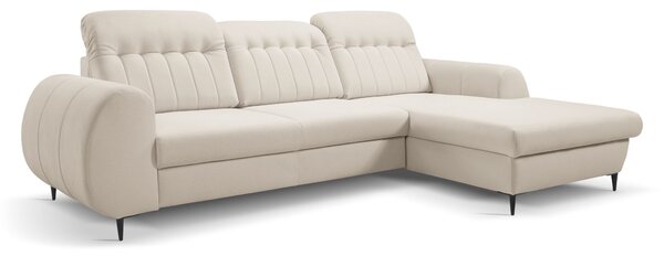 Colțar ~BIANCA~ extensibil cu ladă de depozitare, picioare înalte, 275/166 cm, extensia 130/200 cm Gri deschis Tesatura de tip velvet(valur) Dreapta
