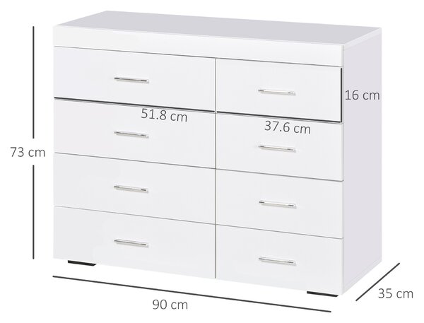HOMCOM Comodă Elegantă pentru Casă și Birou cu Design Modern și Spațiu Amplu de Depozitare, 90x35x73 cm, Alb | Aosom Romania