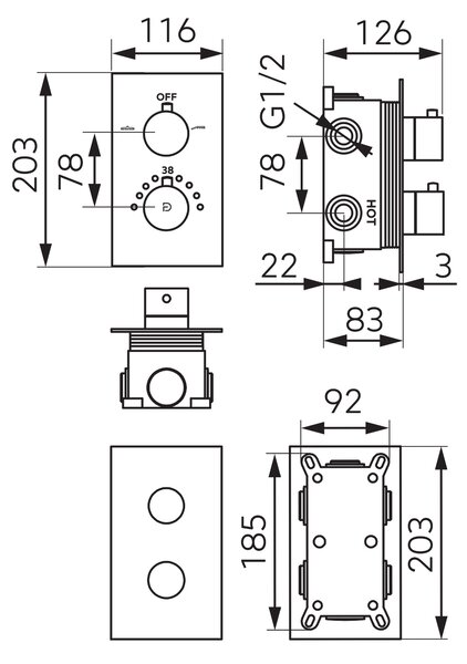 FDesign Stabilla set de duș ascuns cu termostat cu duș de ploaie crom FD1-TS07-7SET1-11