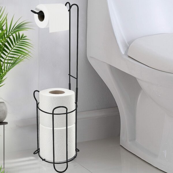 Suport stativ hartie igienica si rezerve, negru, 60 cm, Vivo, 211020-1