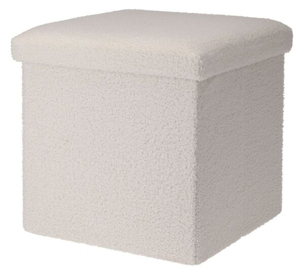 Taburet pliabil cu spațiu de depozitare - Storage Solutions®, tip cutie, otoman, culoare alb, 38x38x38 cm