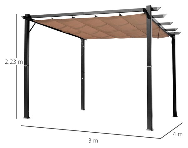 Outsunny Foisor Pergola de Gradina 3X4m Prelata Culisanta in Poliester Impermeabil si Schelet in Aluminiu | Aosom Romania