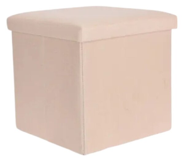 Taburet pliabil cu spațiu de depozitare - Storage Solutions®, tip cutie, otoman, culoare crem, 38x38x38 cm