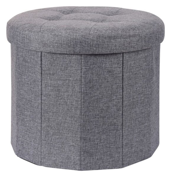 Taburet pliabil rotund cu spațiu de depozitare - Storage Solutions®, tip cutie, culoare gri, 45x45x39 cm