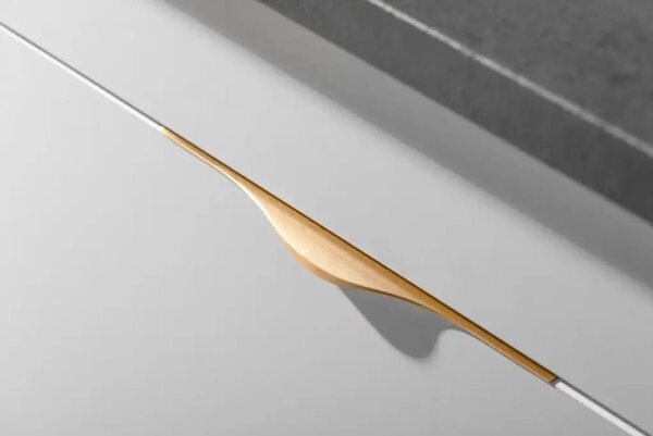 Maner metalic aplicat pentru mobilier, model MOLINA, stil modern/minimalist, Lungime totala = 396 | 496 | 596 | 796 mm, finisaj auriu mat