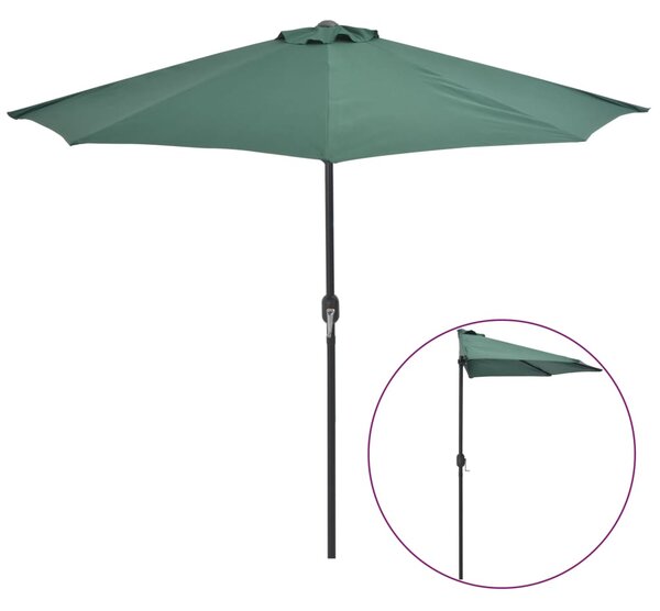 Umbrelă de soare pentru balcon, tijă aluminiu, verde, 270x135cm