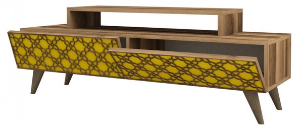 Comoda TV City - Walnut, Yellow