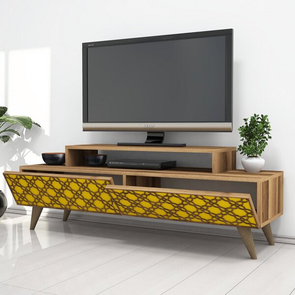 Comoda TV City - Walnut, Yellow