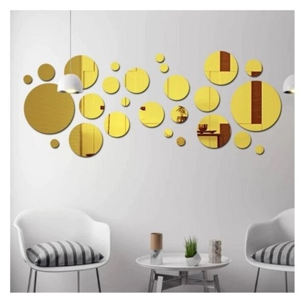 Set Oglinzi Design 3D GOLD ROUND - Oglinzi Decorative Acrilice Luxury Home 30 buc/set