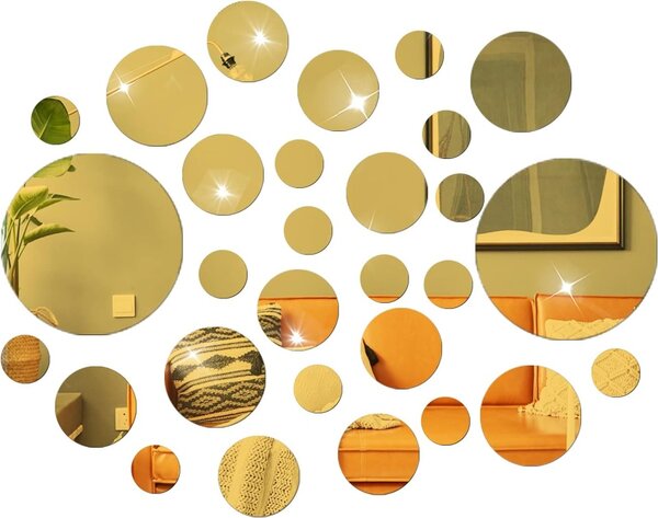 Set Oglinzi Design 3D GOLD ROUND - Oglinzi Decorative Acrilice Luxury Home 30 buc/set