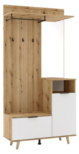 Mobiler hol NODRI, stejar evoke/alb, DTD laminat, 100x40x204 cm