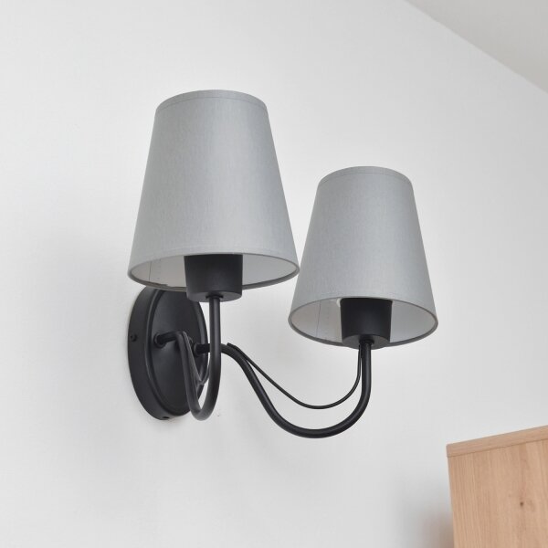 Aplica de perete MALBO 2xE27/15W/230V gri/negru