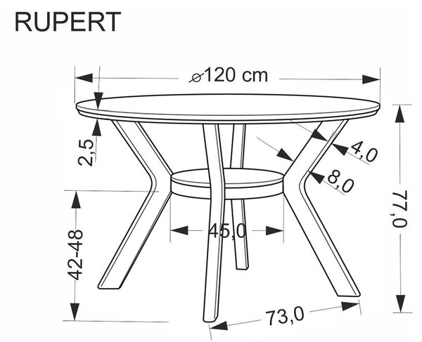 Masa RUPERT, nuc, 120x77 cm
