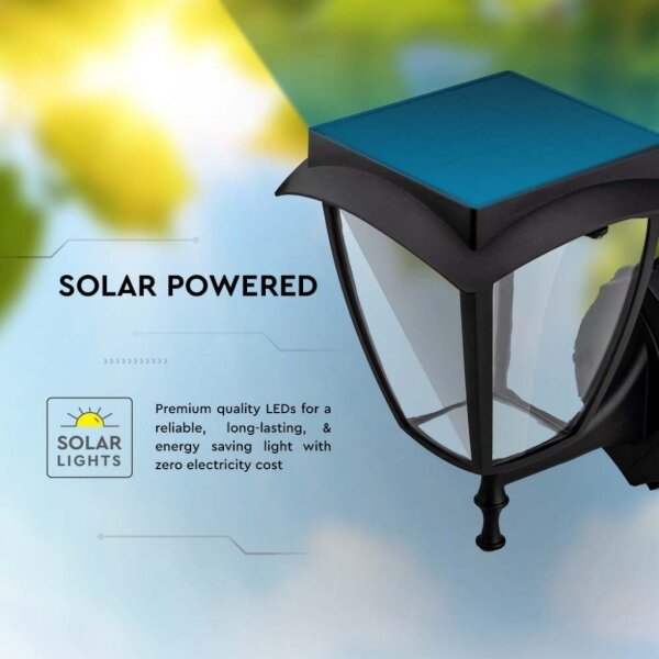 Lampă solară de perete LED/2W/3,7V 3000/6000K IP65 2200 mAh neagră