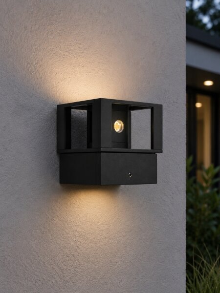 Aplică LED de perete pentru exterior, 12 W, 230 V, IP54, neagră