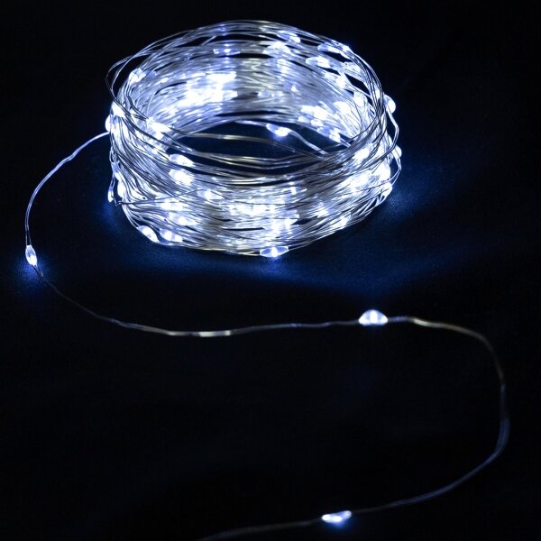 Aigostar – Ghirlandă LED, 50 LED, alimentare 3x AA, 5,3 m, lumină alb rece