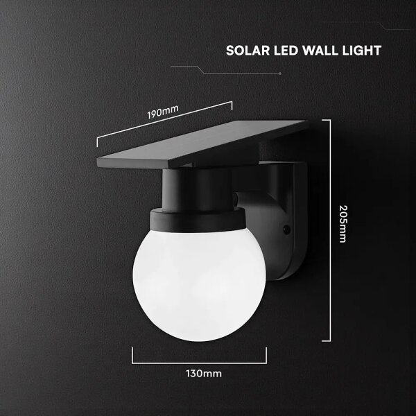 Lampă solară LED de perete LED/3,7V 3000/4000/6400K IP54 1800 mAh neagră + telecomandă
