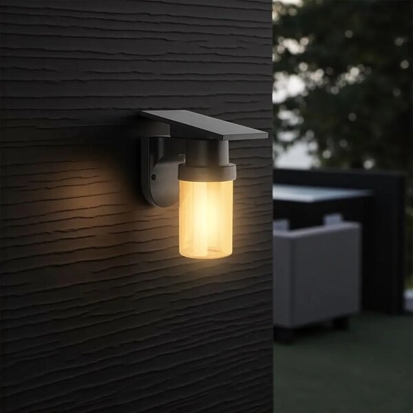Lampă de perete LED Sol LED/3,7V 2700/3200/5000K IP54 1800 mAh negru/bej fumuriu + telecomandă