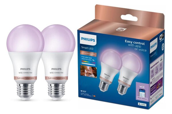 Set 2x bec LED RGB dimabil Philips SMART A60 E27/12,5W/230V 2200-6500K
