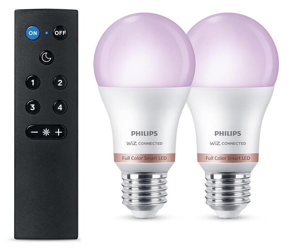 Set de 2 becuri LED RGB reglabile Philips SMART A60 E27/8,5W/230V 2200-6500K + telecomandă inclusă